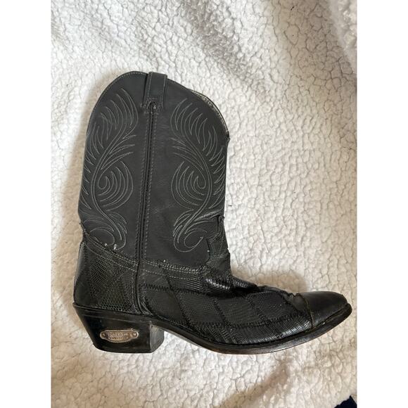 Men’s black lizard skin western boots patchwork exotic Code West 8.5 main image 5